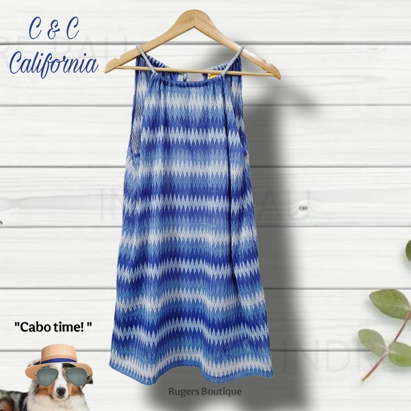 🌿C & C California Women's Large Blue Ombre Beach Coverup - Picture 13 of 14